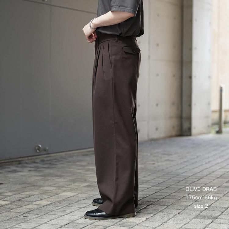 スーツ MARKAWARE WOOL GABARDINE WIDE TROUSERS MARKAWARE - SUPER 160's WOOL GABARDINE TRIPLE PLEATED WIDE