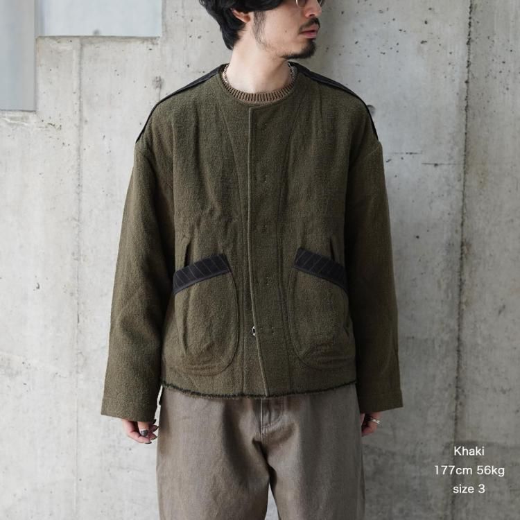 コッキ KHOKI 25aw ノーカラージャケット No-collar wool jacket