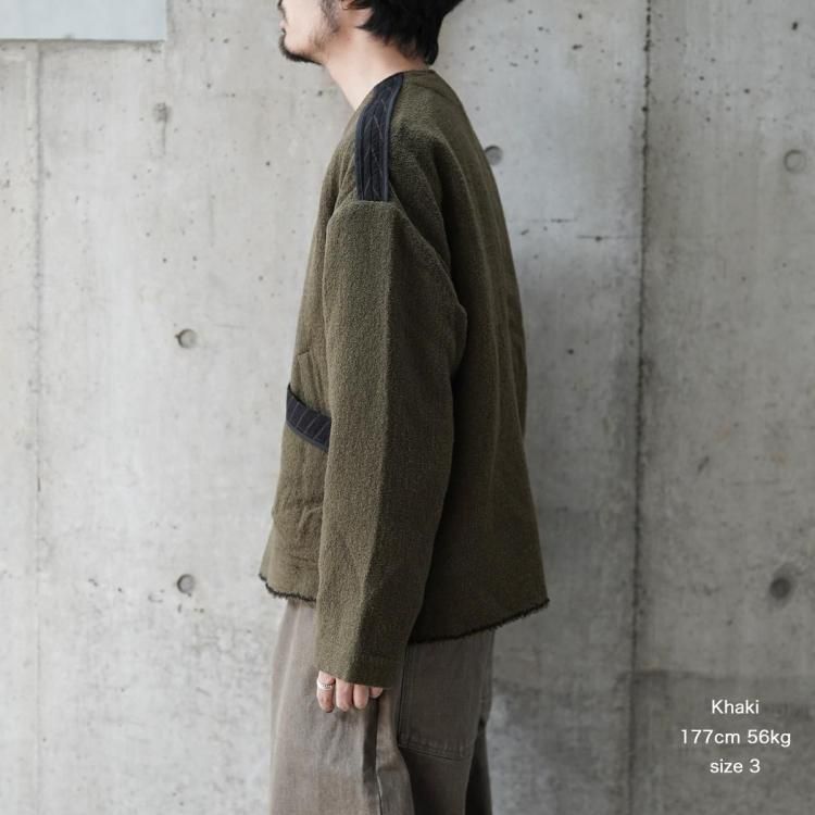 コッキ KHOKI 25aw ノーカラージャケット No-collar wool jacket