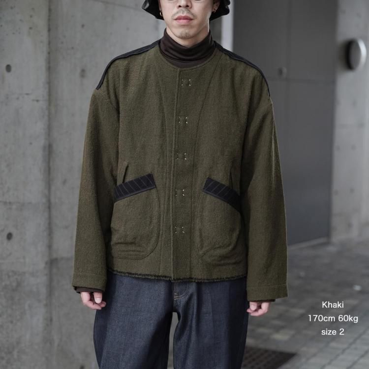 コッキ KHOKI 25aw ノーカラージャケット No-collar wool jacket