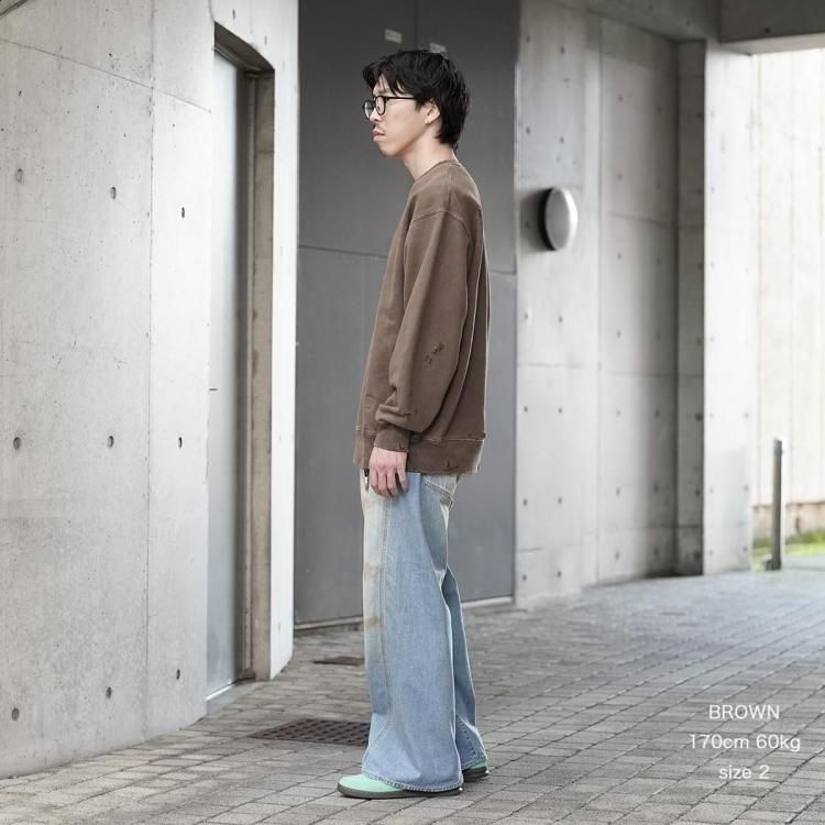 ジエダ JieDa 25aw ダメージピグメントスウェットクルー DAMAGE