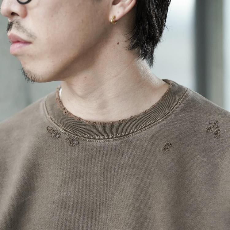 ジエダ JieDa 25aw ダメージピグメントスウェットクルー DAMAGE