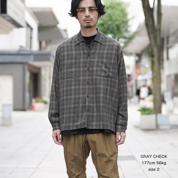 【新品】markaware 25AW イタリアンオープンカラーシャツBlack2 オーガニックウール 2/80 ギャバジン / イタリアンオープン