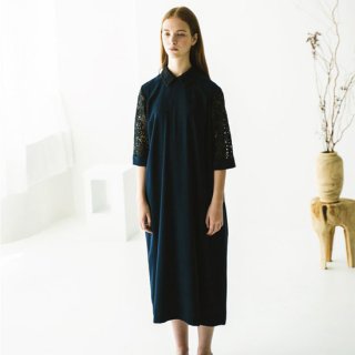 【Shirt＆One piece Fair 10％OFF】SLEEVE LACE COLLARED DRESS【WHYTO.】＃