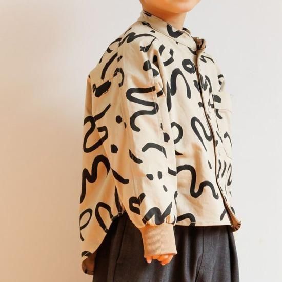 KIDS 総柄バンドカラー長袖シャツ 【MAKE YOUR DAY】