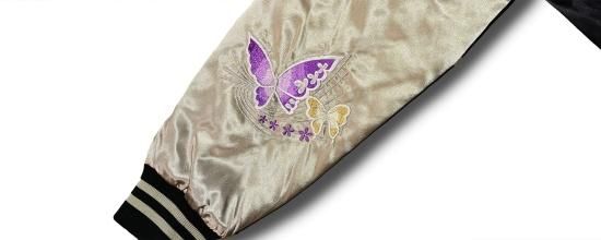 美品　スカジャン　蝶々　　バタフライ　サイズ　S ジャパネスク スカジャン 桜 サクラ さくら 蝶々 蝶 バタフライ