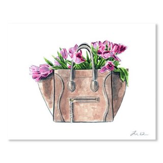Celine Luggage Handbag With Pink Tulips