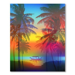 Tropical Sunset On Palm Beach And