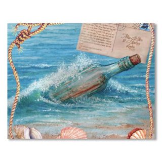 Message In Bottle-beach Postcard1