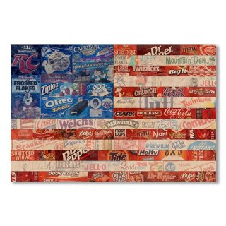 American Flag - Made From Vintage Recycled Pop Culture USA Paper Product Wrappers