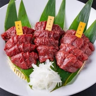 高級部位3種食べ比べセット 約4人前 こだわりの馬刺し 会津ブランド認定国産馬刺しモモ100gロース100gヒレ100gセット 自家製にんにく辛子味噌 あごだし醤油付き 肉のおおくぼ 国産馬刺し 馬肉の通販 お取り寄せ ギフト お歳暮におすすめ