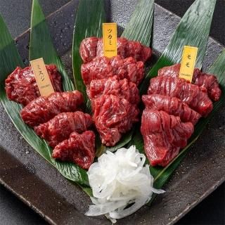 会津ブランド認定国産馬刺し 赤身3種食べ比べセット（ランプ/ミスジ/ツカミ） 各100g 【自家製にんにく辛子味噌＆あごだし醤油付き】