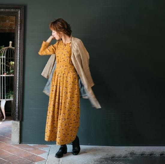 Flower Dress Marie ロングワンピース 花柄 臨月までok セミオーダー 可 秋 長袖 Flower Dress Marie ロングワンピース 花柄 臨月までok セミオーダー 可 秋 長袖