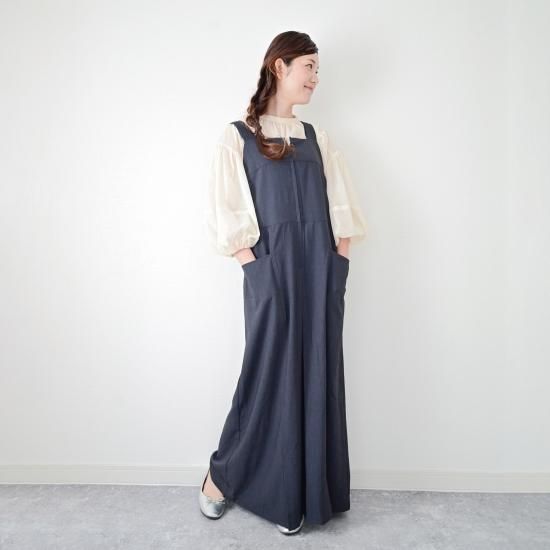 03_プリーツのサロペットDRESS「チャコールブラック」
