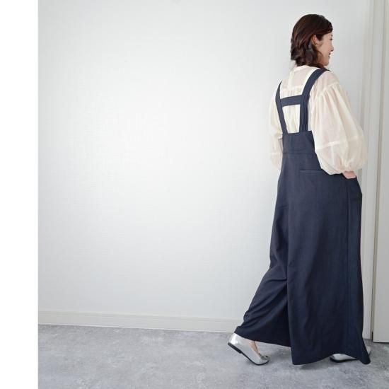 03_プリーツのサロペットDRESS「チャコールブラック」