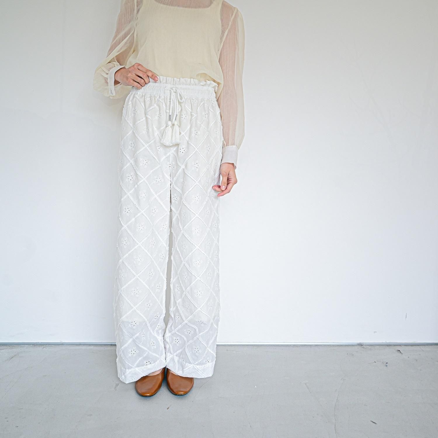 <img class='new_mark_img1' src='https://img.shop-pro.jp/img/new/icons8.gif' style='border:none;display:inline;margin:0px;padding:0px;width:auto;' />17_fringe lace -vacation pantswhite