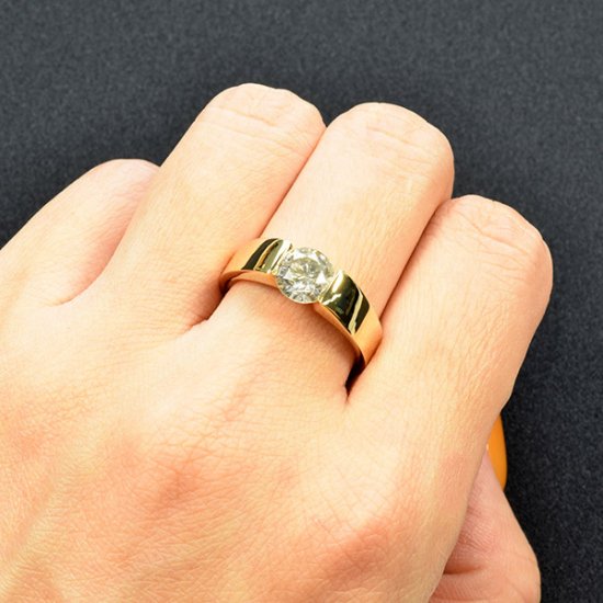 一粒石 婚約指輪 天然ダイヤ k18イエローゴールド