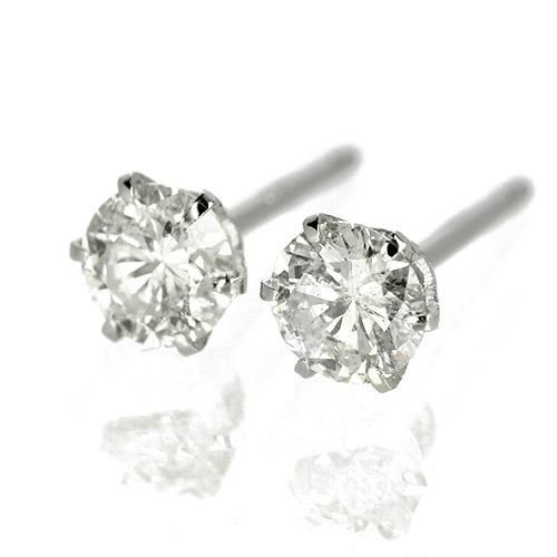 ダイヤモンド ピアス 一粒 0.5ct Pt900 6本爪 0.25×0.25ct
