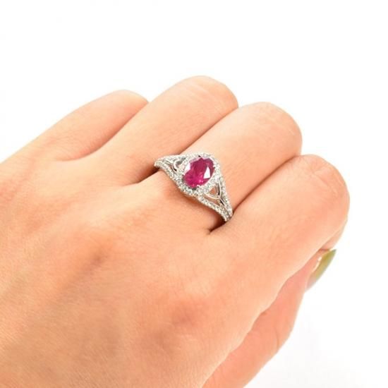 ルビー ダイヤモンド リング K18 ホワイトゴールド ルビー 1.0ct