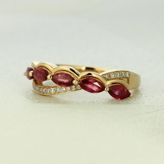 K18 天然ルビーリング指輪宝石母の日贈り物プレゼント本物