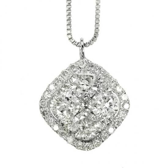 ダイヤモンド ネックレス 0.7ct K18 ホワイトゴールド スクエア