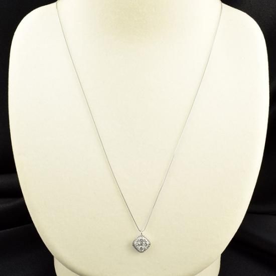 ダイヤモンド ネックレス 0.7ct K18 ホワイトゴールド スクエア ひし形