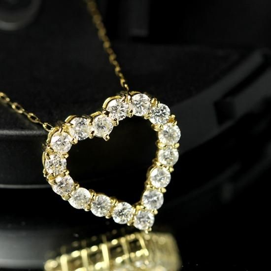 K18WG ダイヤモンドネックレスハート