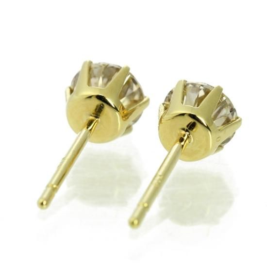 1カラット ダイヤモンド ピアス 一粒 1.0ct K18 イエロー