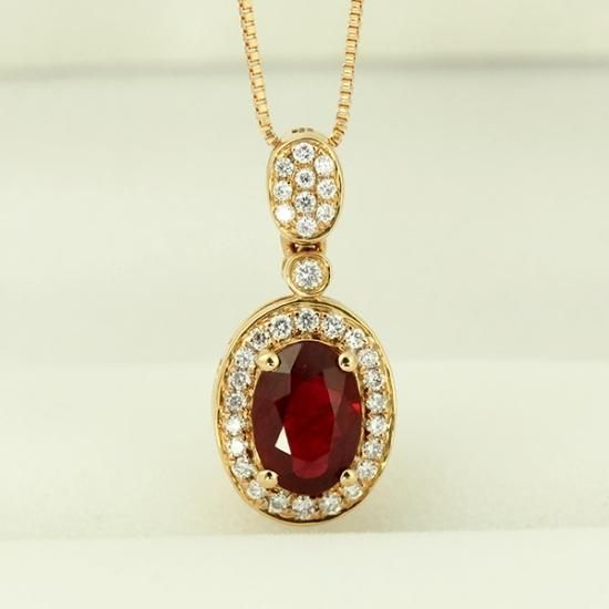 K18WG ルビー-1.00ct&ダイヤ ミステリーセット ペンダントネックレス やす