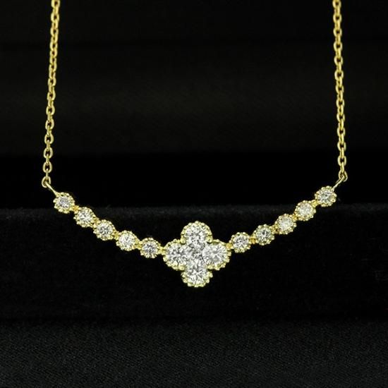 k18金 D0.10ct 花形ダイヤモンドネックレス ダイヤモンド K18ネックレス(0.7カラット/Dカラー/SI2UP/EX/YG