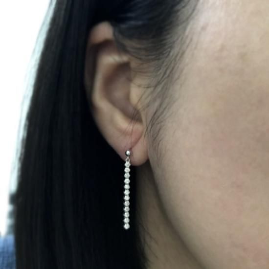 ダイヤモンド ピアス ラインピアス ロングピアス K18 ホワイト