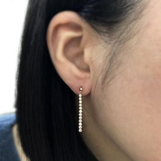 ダイヤモンド ピアス ラインピアス ロングピアス K18 ピンク ダイヤモンド ピアス ラインピアス ロングピアス K18 ピンク