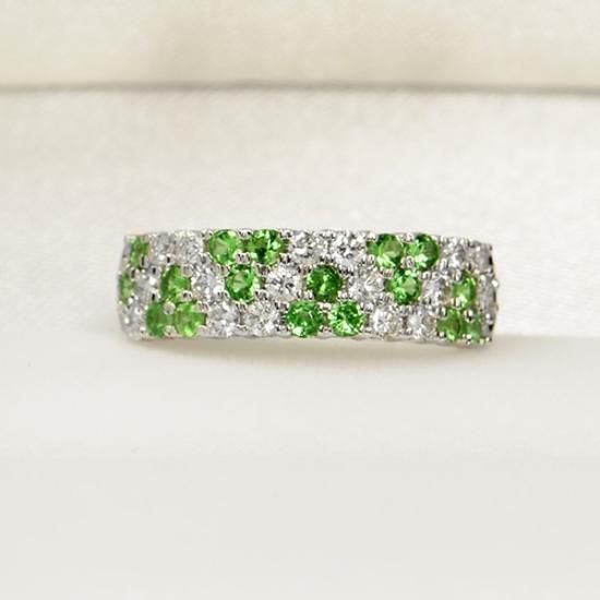 K18グリーンガーネット&ダイアモンドリング グリーンガーネット