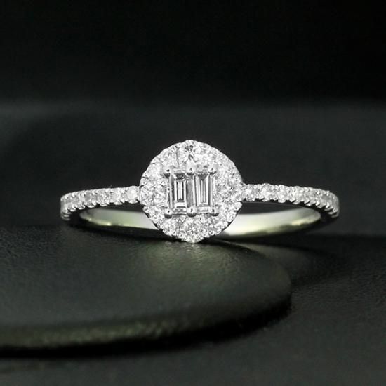 ダイヤモンド リング 0.3ct Pt900 バケットカット サークル 鑑別書付 