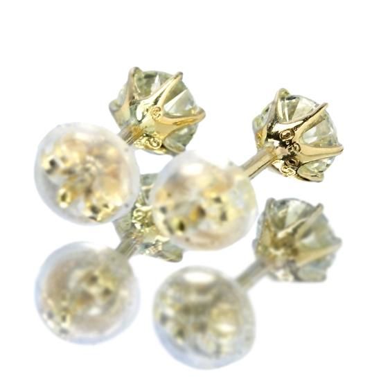 0.6ct ダイヤモンド ピアス 0.3×0.3ct K18 イエローゴールド H