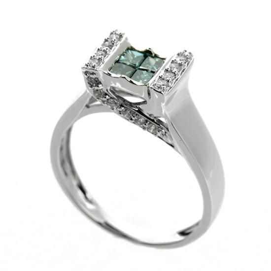 ダイヤモンド リング K18 ホワイトゴールド 0.5ct ブルーダイヤ