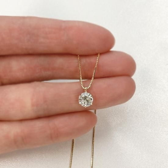 ダイヤ 1ct 1カラット ペンダント ネックレス K18WG 綺麗 1カラット ダイヤモンド ネックレス 一粒 6本爪 K18 イエロー