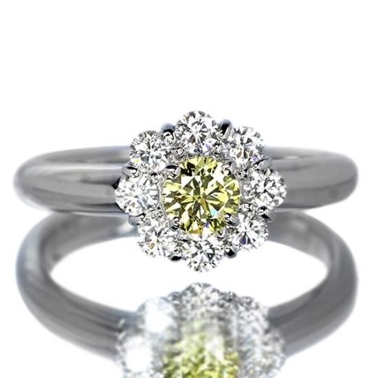 0.3ct イエローダイヤモンド リング プラチナ FANCY INTENSE 0.3ct イエローダイヤモンド リング プラチナ FANCY INTENSE