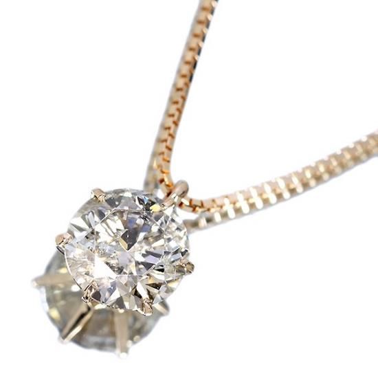 1.2カラット ダイヤモンド ネックレス 一粒 6本爪 K18ピンクゴールド J