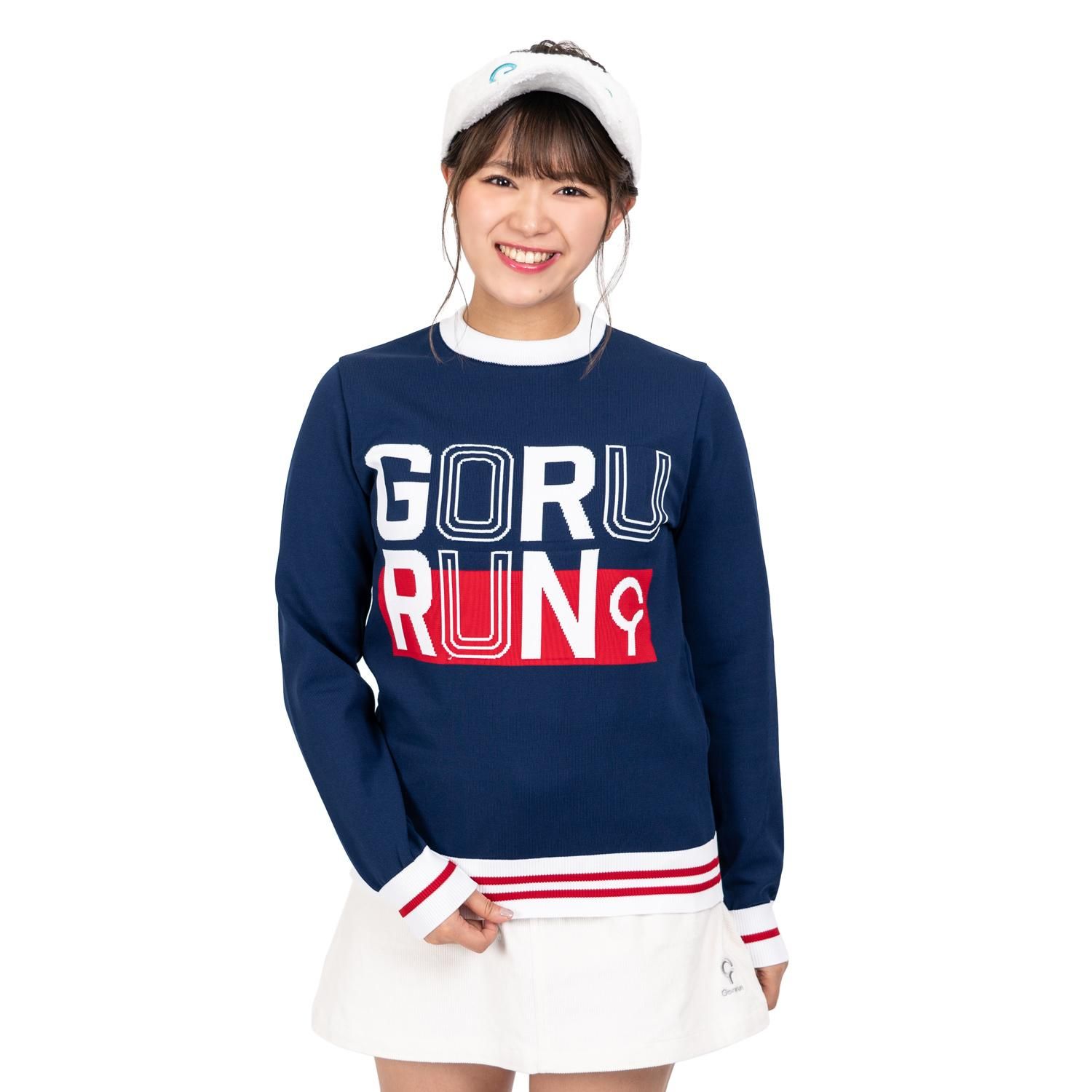 ラインロゴクルーネックニット / ネイビー | Gorurun ごるらん ラインロゴクルーネックニット / ネイビー | Gorurun ごるらん