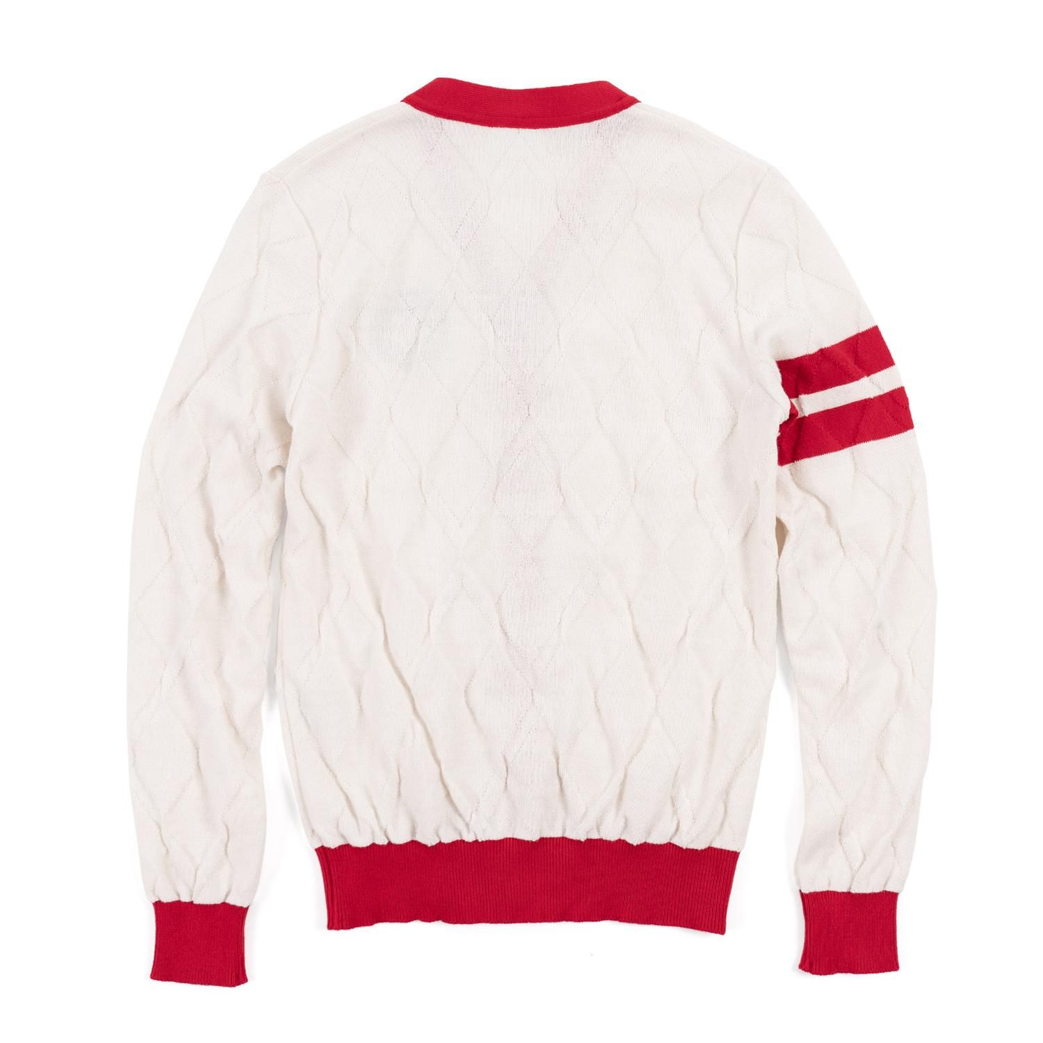 ※希少レアクラウン カーディガン（白赤） 刺繍ディテール コットンカーディガン - ライトダスティピンク