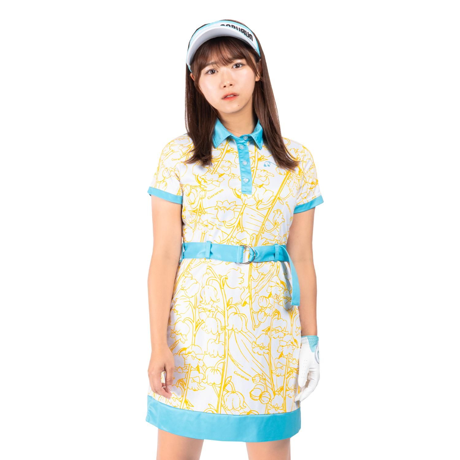 ドーナツワンピース 洗える】シャドーリーフプリント ワンピース