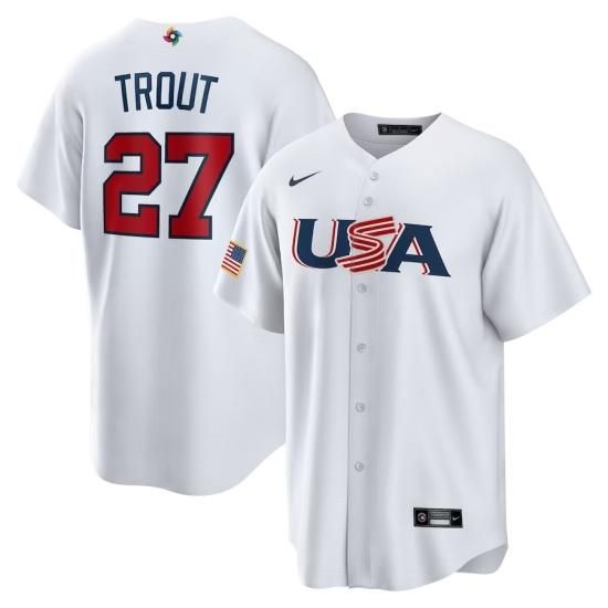 WBC ꥫɽ(USA Baseball)ۥޥȥ饦 Nike White 2023 World Baseball Classic Replica Player ˥ե #27