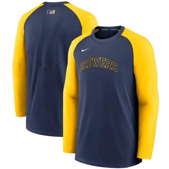 ڥߥ륦 ֥(MILWAUKEE BREWERS)Nike Authentic Pregame Performance Raglan ץ륪С åȥ