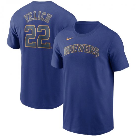 ڥߥ륦 ֥(MILWAUKEE BREWERS)ۥꥹ󡦥å Nike Royal Name & Number T #22