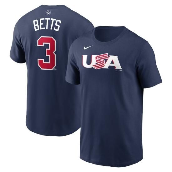 【WBC アメリカ代表】ムーキー・ベッツ Nike 2023 World Baseball Classic ネーム&ナンバー Tシャツ  #3-ALL.BALLS