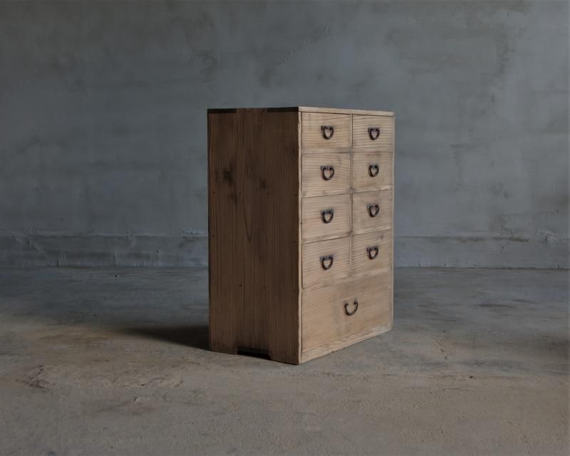 たーちゃん 古家具 小箪笥 時代箪笥／酒田閂錠小箪笥 スタンド付き【Small chest with