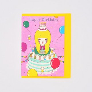 Naoshi グリーティングカード Happy Birthday On the Cake