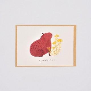  Capybara and Herb Message Card THANK YOU