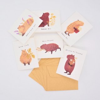  Capybara and Herb Message Card Set